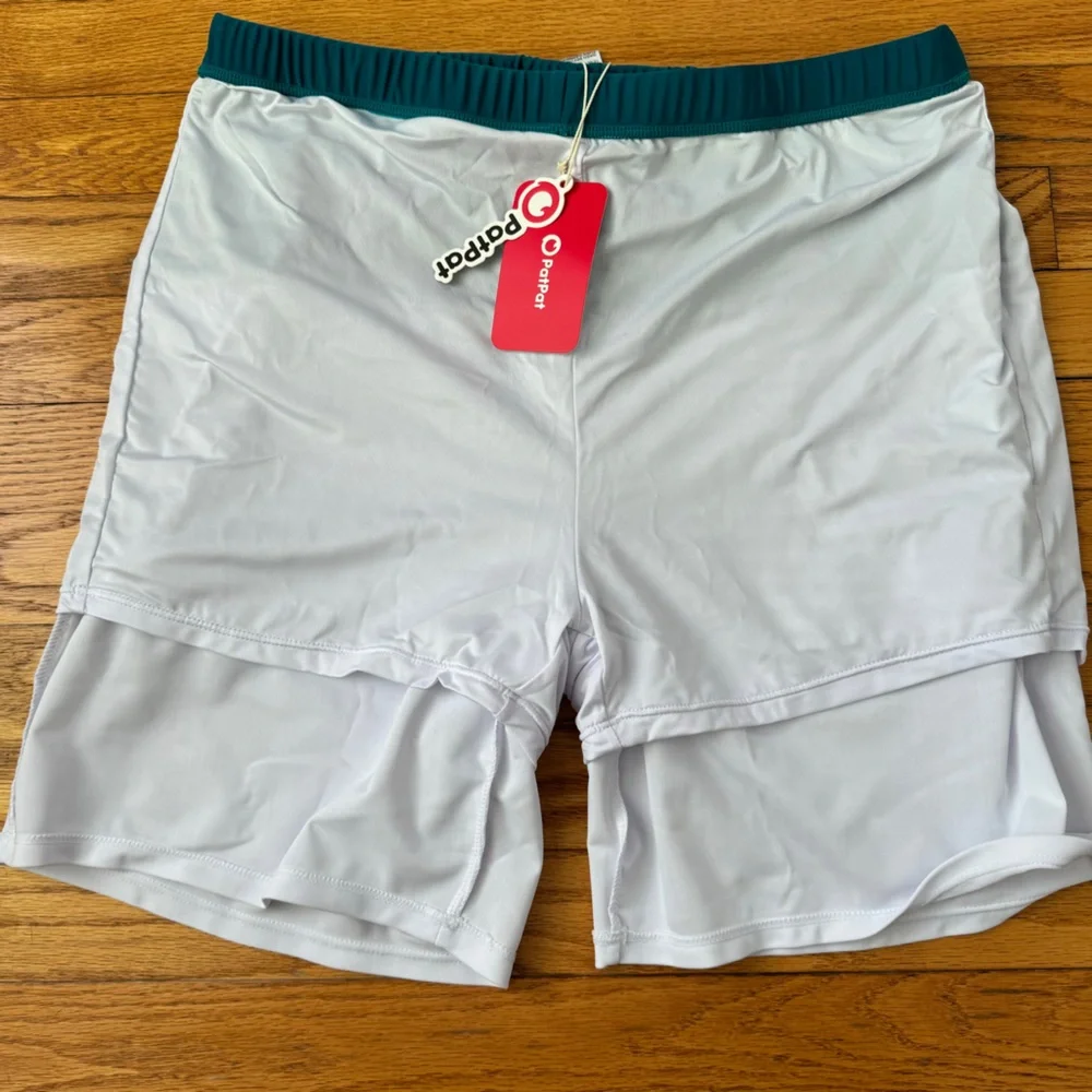 PatPat‎ Blue and White Swim Trunks Modern Design